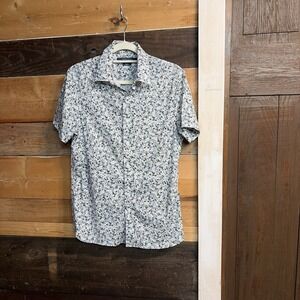 Perry Ellis Slim Fit Stretch Shirt Men's Size Small Short Sleeve Button Up Adult